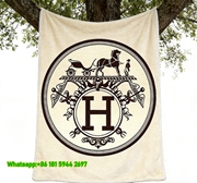 Hermès Vintage H Crest Flannel Fleece Throw Blanket IMG_4955